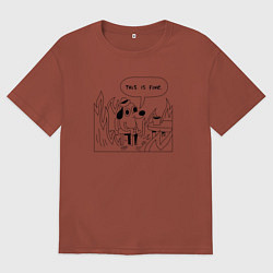 Футболка оверсайз мужская This is Fine, цвет: кирпичный