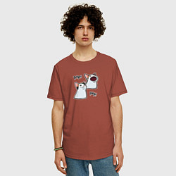 Футболка оверсайз мужская Pop Cat, цвет: кирпичный — фото 2