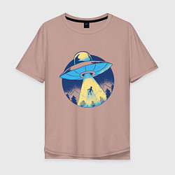 Мужская футболка оверсайз Похищение пришельцами в лесу