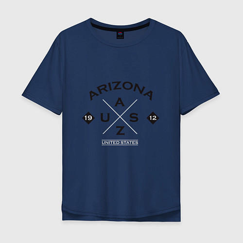 Мужская футболка оверсайз Штат Аризона Хипстерское лого / Тёмно-синий – фото 1