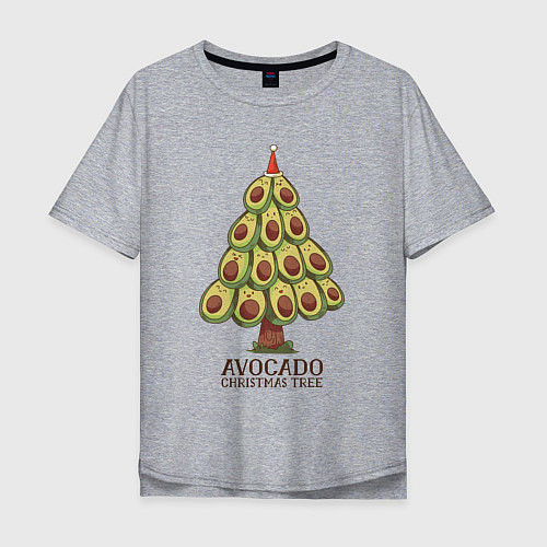 Мужская футболка оверсайз Avocado Christmas Tree / Меланж – фото 1