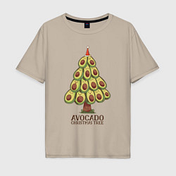 Футболка оверсайз мужская Avocado Christmas Tree, цвет: миндальный