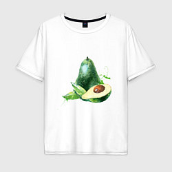 Мужская футболка оверсайз Акварельное авокадо