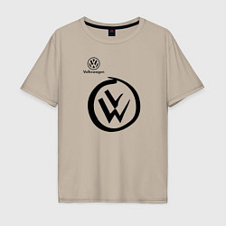 Футболка оверсайз мужская Volkswagen, цвет: миндальный