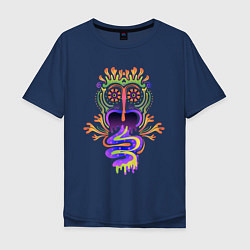 Мужская футболка оверсайз Психоделика Существо Ацтек