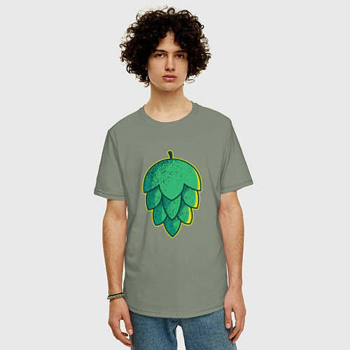 Мужская футболка оверсайз Побег хмеля обыкновенного / Авокадо – фото 3