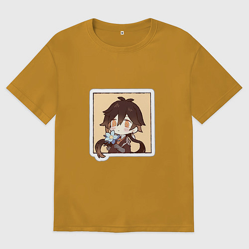 Мужская футболка оверсайз Чжун Ли / Горчичный – фото 1