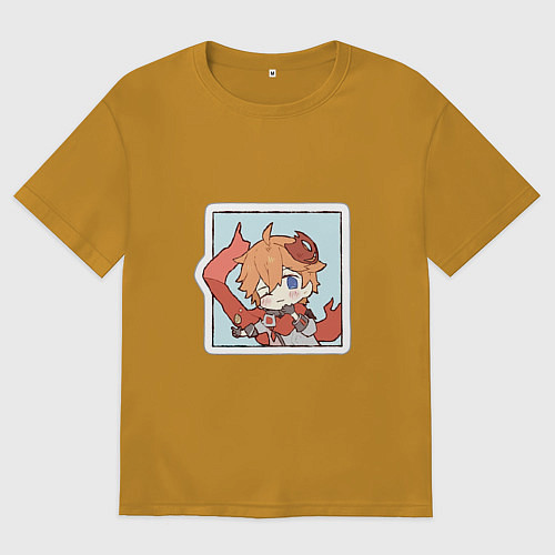 Мужская футболка оверсайз Тарталья / Горчичный – фото 1