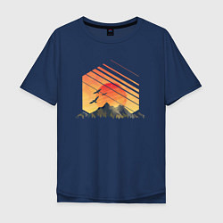 Мужская футболка оверсайз Mountain Galaxy Sunset