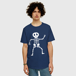 Футболка оверсайз мужская Мультяшный скелет, цвет: тёмно-синий — фото 2