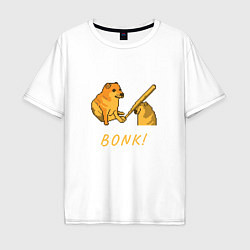 Футболка оверсайз мужская Doge Bonk go to horny jail, цвет: белый