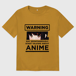 Футболка оверсайз мужская Warning ANIME, цвет: горчичный
