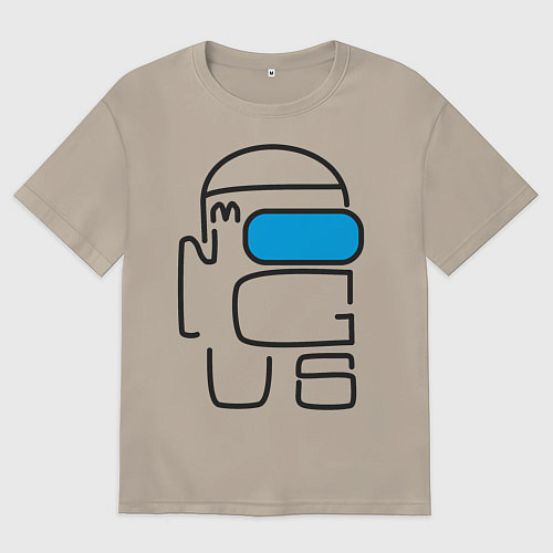 Мужская футболка оверсайз АМОНГ АС ШРИФТ AMONG US TYPE / Миндальный – фото 1