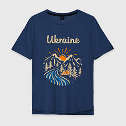 Футболка оверсайз мужская Ukrane Украина цвета тёмно-синий — фото 1