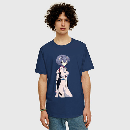 Мужская футболка оверсайз Ayanami Rei / Тёмно-синий – фото 3
