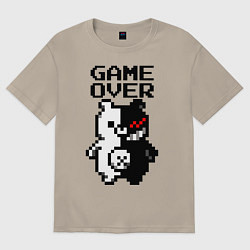 Футболка оверсайз мужская MONOKUMA GAME OVER, цвет: миндальный