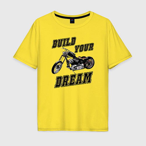 Мужская футболка оверсайз Build Your Dream / Желтый – фото 1