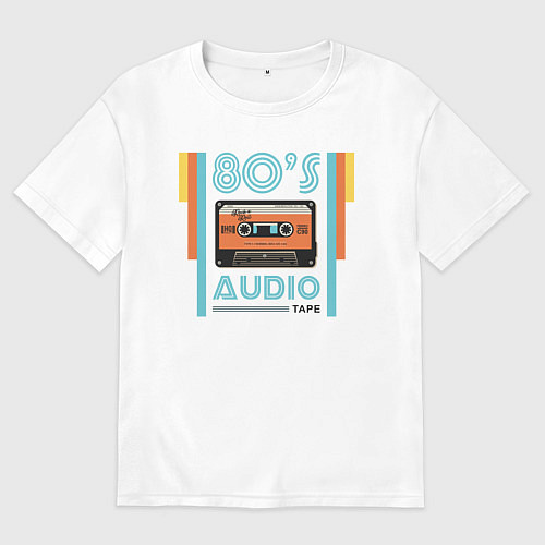 Мужская футболка оверсайз 80s Audio Tape Кассета / Белый – фото 1