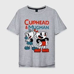 Мужская футболка оверсайз Cuphead & Mugman