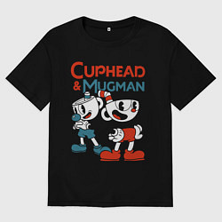 Футболка оверсайз мужская Cuphead & Mugman, цвет: черный