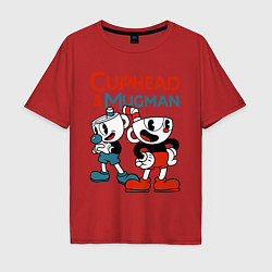 Мужская футболка оверсайз Cuphead & Mugman