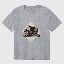 Мужская футболка оверсайз Steampunk цилиндр