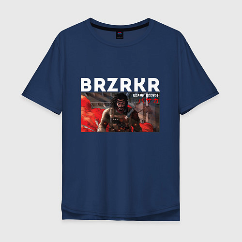 Мужская футболка оверсайз BRZRKR Кеану Ривз / Тёмно-синий – фото 1
