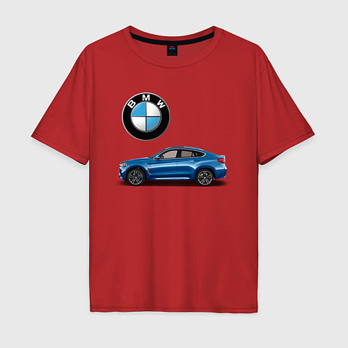 Мужская футболка оверсайз BMW X6 / Красный – фото 1