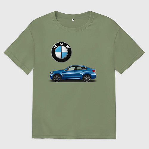 Мужская футболка оверсайз BMW X6 / Авокадо – фото 1