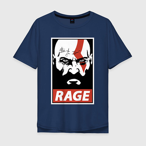 Мужская футболка оверсайз RAGE GOW / Тёмно-синий – фото 1
