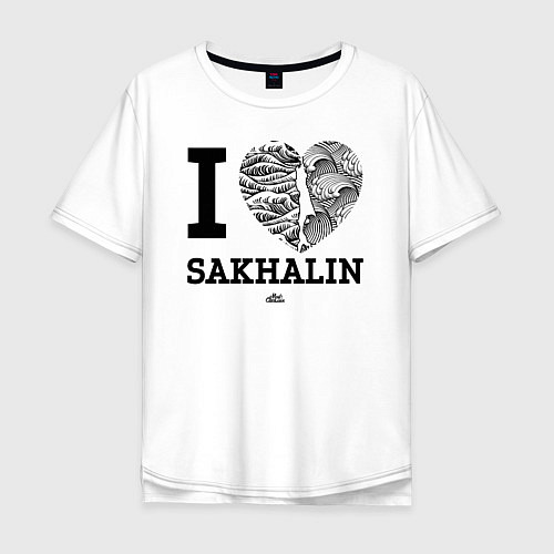 Мужская футболка оверсайз Я люблю Сахалин / Белый – фото 1