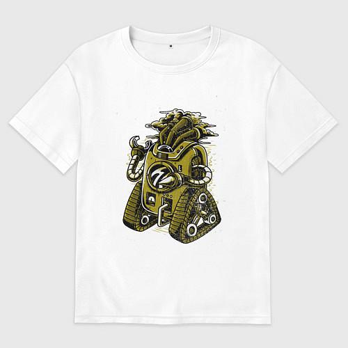 Мужская футболка оверсайз Steampunk Робот / Белый – фото 1