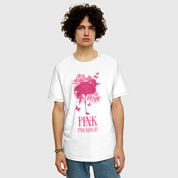 Футболка оверсайз мужская Pink paradise, цвет: белый — фото 2