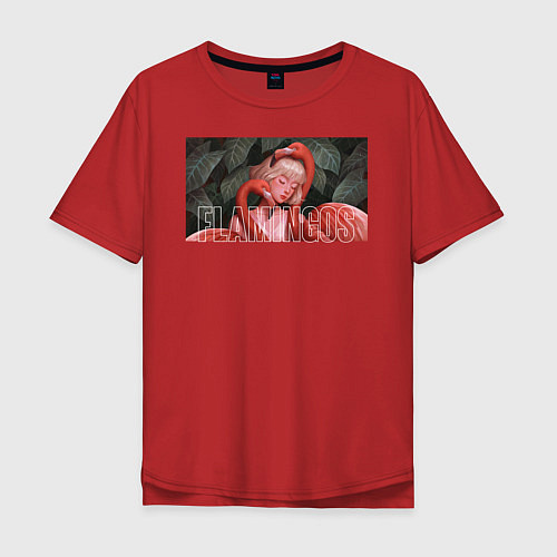 Мужская футболка оверсайз Flamingos / Красный – фото 1