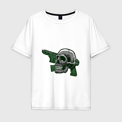 Мужская футболка оверсайз Череп с оружием / Белый – фото 1