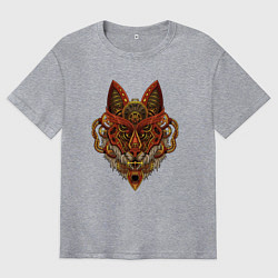 Футболка оверсайз мужская Меха Лиса Steampunk Fox Z, цвет: меланж