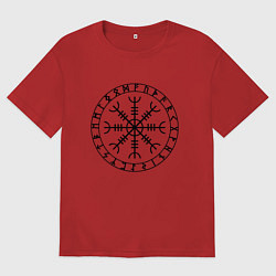 Футболка оверсайз мужская Эгисхъялм Шлем ужаса Z, цвет: красный