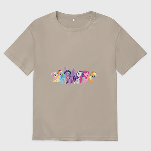 Мужская футболка оверсайз Все пони / Миндальный – фото 1