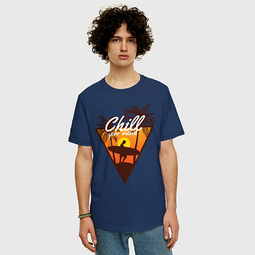 Мужская футболка оверсайз Чили лето / Тёмно-синий – фото 3
