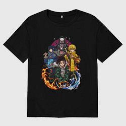 Футболка оверсайз мужская КЛИНОК, РАССЕКАЮЩИЙ ДЕМОНОВ, цвет: черный