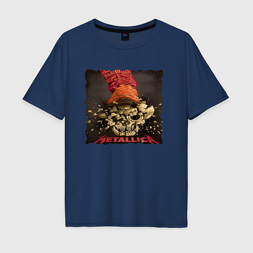 Мужская футболка оверсайз METALLICA SKULL&BONES / Тёмно-синий – фото 1