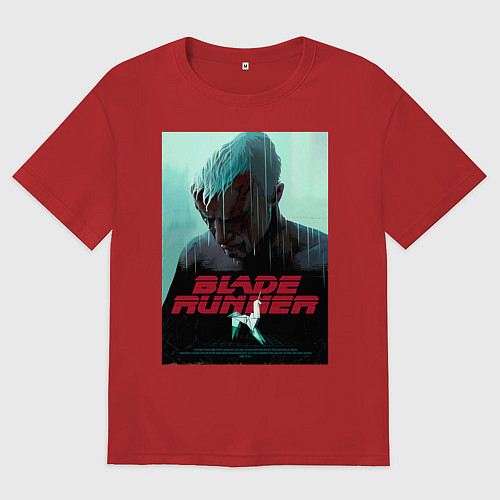 Мужская футболка оверсайз Слезы в дожде Blade Runner / Красный – фото 1