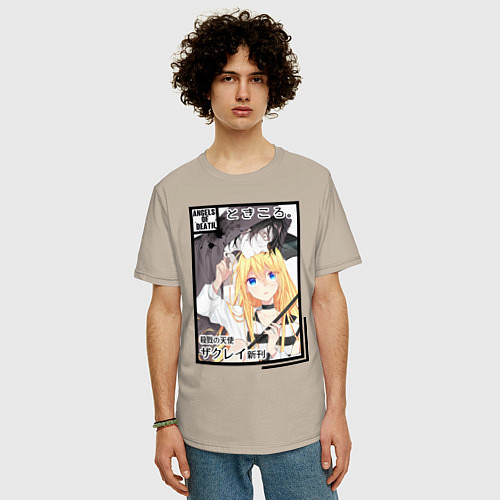 Мужская футболка оверсайз Ангел кровопролития / Миндальный – фото 3