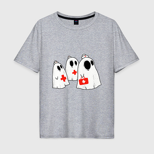 Мужская футболка оверсайз Ghost Nurses / Меланж – фото 1