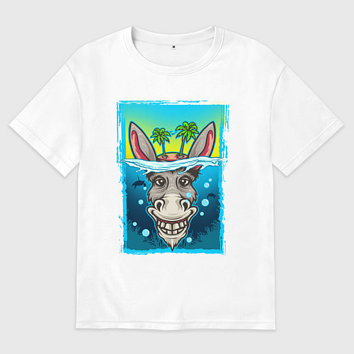 Мужская футболка оверсайз Осёл под водой / Белый – фото 1