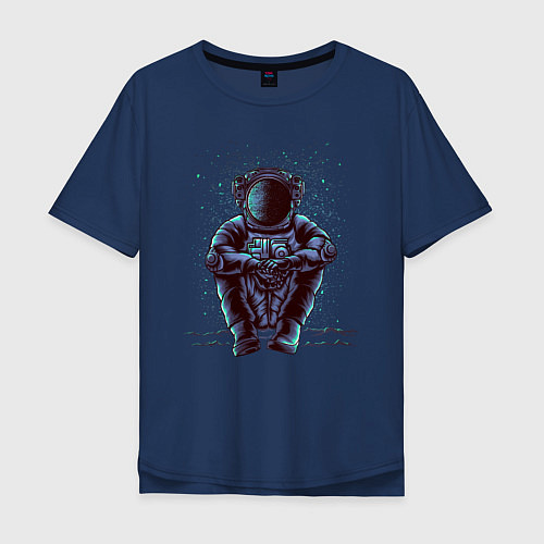 Мужская футболка оверсайз В ожидании / Тёмно-синий – фото 1