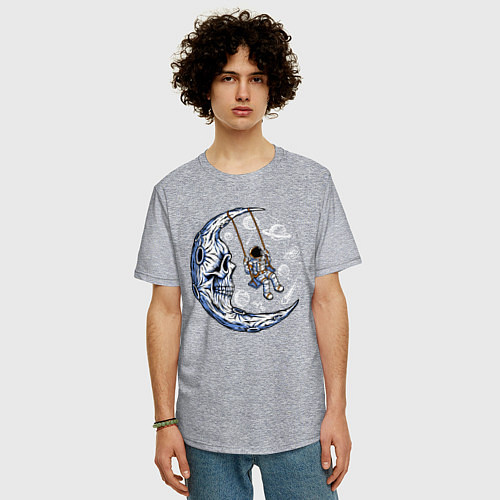 Мужская футболка оверсайз На луне / Меланж – фото 3