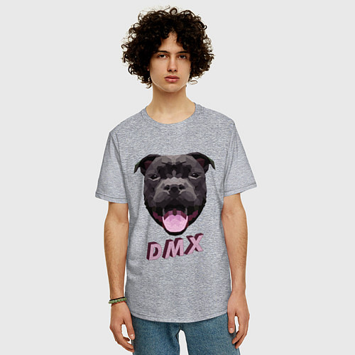 Мужская футболка оверсайз DMX Low Poly Boomer Dog / Меланж – фото 3