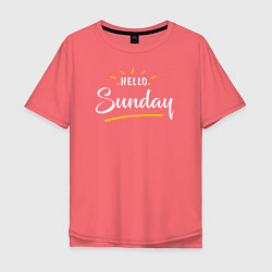 Футболка оверсайз мужская Sunday привет воскресенье, цвет: коралловый