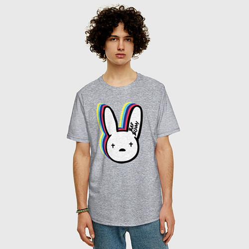 Мужская футболка оверсайз Bad Bunny logo / Меланж – фото 3